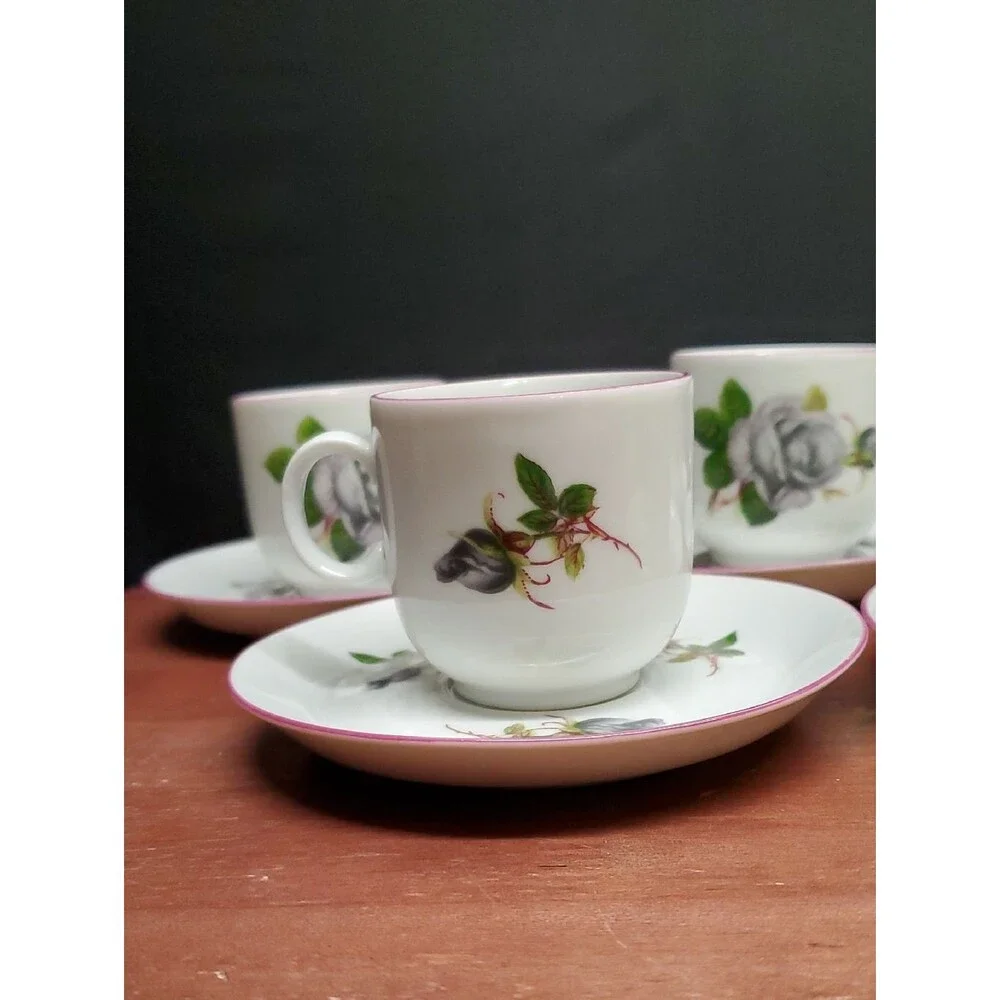 Winterling Bavaria Porcelain China 5 Place Floral Rose Tea Cup Set